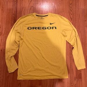 Nike Men's Dri-Fit Yellow Oregon Long Sleeve Tee